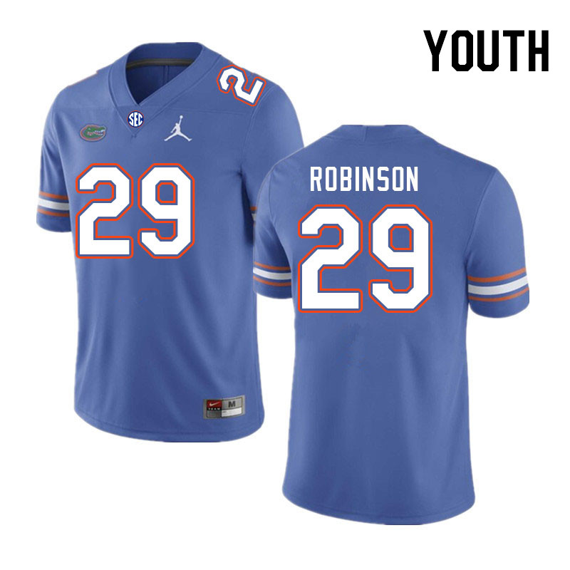 Youth #29 Jaden Robinson Florida Gators College Football Jerseys Stitched-Royal